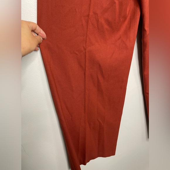 Anthropologie Rustic Orange Wide Leg Flowy Textured Waist  Tie Dress Pants 8T - Picture 7 of 11